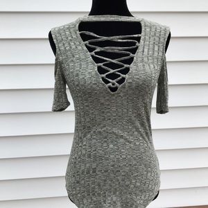 King cold shoulder shirt with lace